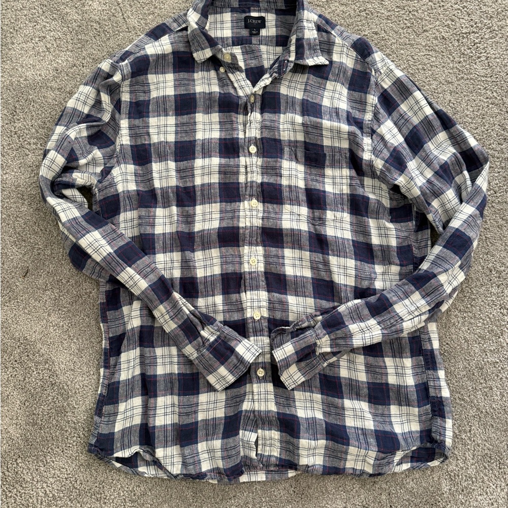 J. Crew Blue and White Checkered Men's Shirt